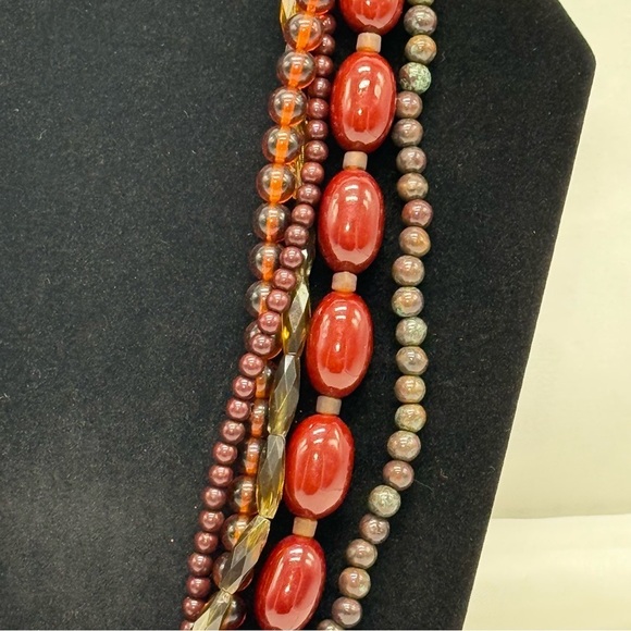 Zena Brown Multi Layered Beaded Necklace Vintage - Picture 4 of 6